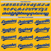 Load image into Gallery viewer, Custom Gold Navy-Light Blue Authentic Throwback Baseball Jersey
