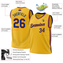 Load image into Gallery viewer, Custom Gold Royal-Orange Authentic Throwback Basketball Jersey
