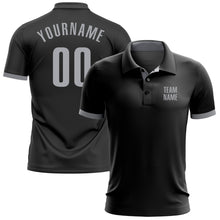 Load image into Gallery viewer, Custom Black Gray Performance Golf Polo Shirt
