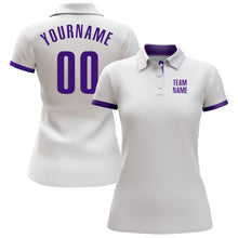 Load image into Gallery viewer, Custom White Purple Performance Golf Polo Shirt
