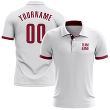 Load image into Gallery viewer, Custom White Crimson Performance Golf Polo Shirt
