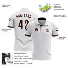 Load image into Gallery viewer, Custom White Brown Performance Golf Polo Shirt
