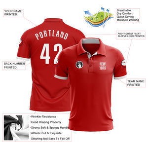 Custom Red White Performance Golf Polo Shirt