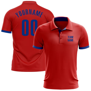 Custom Red Royal Performance Golf Polo Shirt