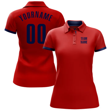 Custom Red Navy Performance Golf Polo Shirt