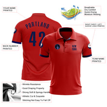 Load image into Gallery viewer, Custom Red Navy Performance Golf Polo Shirt
