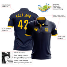 Load image into Gallery viewer, Custom Navy Yellow Performance Golf Polo Shirt
