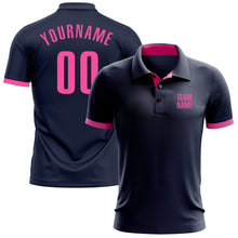 Load image into Gallery viewer, Custom Navy Pink Performance Golf Polo Shirt

