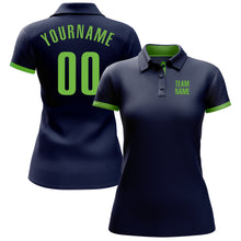 Load image into Gallery viewer, Custom Navy Neon Green Performance Golf Polo Shirt
