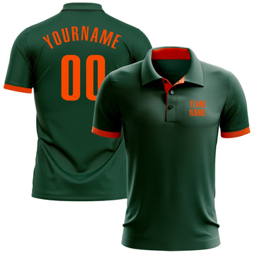 Custom Green Orange Performance Golf Polo Shirt