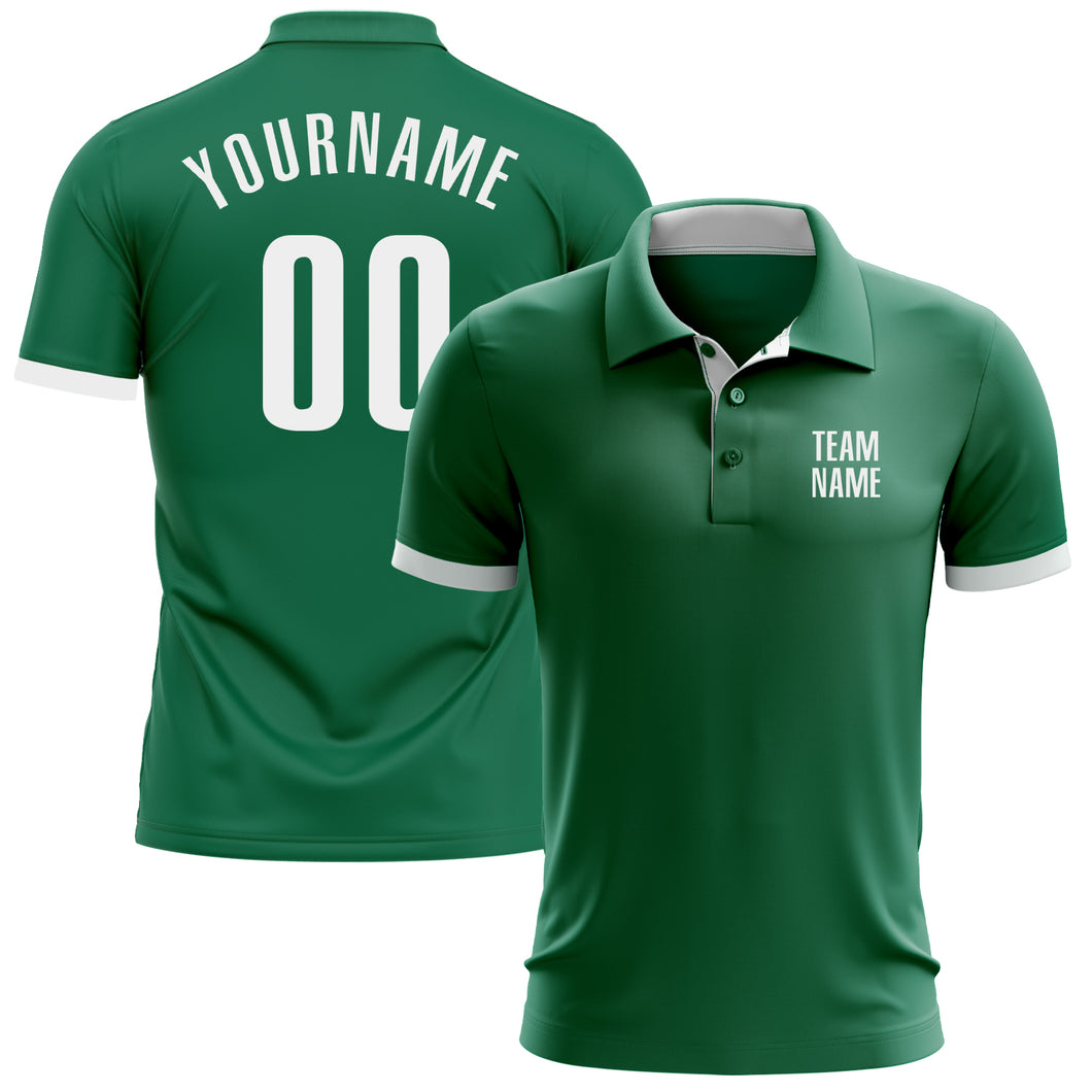 Custom Kelly Green White Performance Golf Polo Shirt