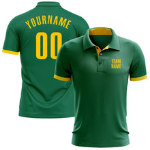 Load image into Gallery viewer, Custom Kelly Green Yellow Performance Golf Polo Shirt
