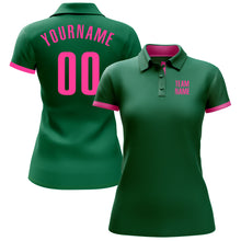 Load image into Gallery viewer, Custom Kelly Green Pink Performance Golf Polo Shirt
