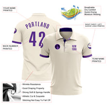 Load image into Gallery viewer, Custom Cream Purple Performance Golf Polo Shirt
