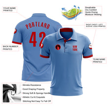 Load image into Gallery viewer, Custom Light Blue Red Performance Golf Polo Shirt
