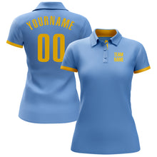 Load image into Gallery viewer, Custom Light Blue Yellow Performance Golf Polo Shirt
