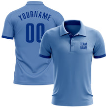 Load image into Gallery viewer, Custom Light Blue Royal Performance Golf Polo Shirt
