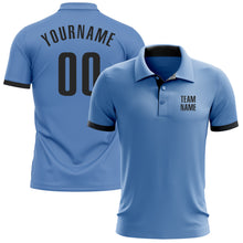 Load image into Gallery viewer, Custom Light Blue Black Performance Golf Polo Shirt
