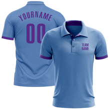 Load image into Gallery viewer, Custom Light Blue Purple Performance Golf Polo Shirt
