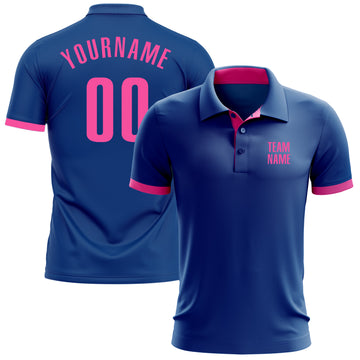 Custom Royal Pink Performance Golf Polo Shirt