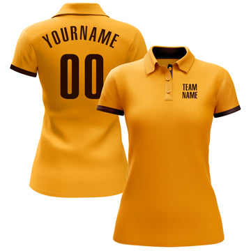 Custom Gold Brown Performance Golf Polo Shirt