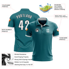 Load image into Gallery viewer, Custom Teal White-Black Performance Golf Polo Shirt
