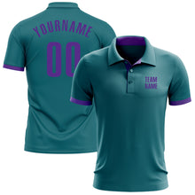Load image into Gallery viewer, Custom Teal Purple Performance Golf Polo Shirt
