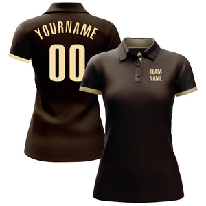 Custom Brown Cream Performance Golf Polo Shirt