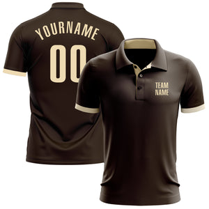 Custom Brown Cream Performance Golf Polo Shirt