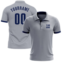 Load image into Gallery viewer, Custom Gray Navy Performance Golf Polo Shirt
