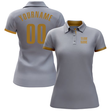Custom Gray Old Gold Performance Golf Polo Shirt