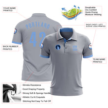 Load image into Gallery viewer, Custom Gray Light Blue Performance Golf Polo Shirt
