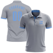 Load image into Gallery viewer, Custom Gray Light Blue Performance Golf Polo Shirt
