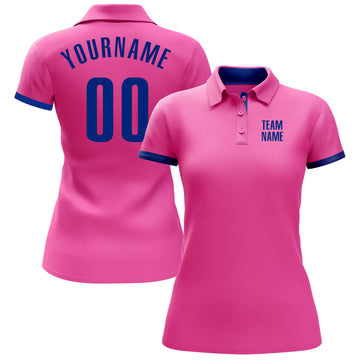 Custom Pink Royal Performance Golf Polo Shirt