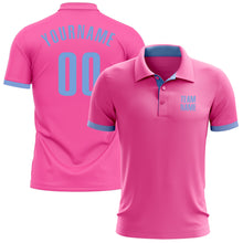 Load image into Gallery viewer, Custom Pink Light Blue Performance Golf Polo Shirt
