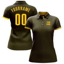 Load image into Gallery viewer, Custom Olive Yellow Performance Salute To Service Golf Polo Shirt
