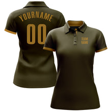 Load image into Gallery viewer, Custom Olive Old Gold Performance Salute To Service Golf Polo Shirt
