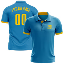 Load image into Gallery viewer, Custom Panther Blue Yellow Performance Golf Polo Shirt
