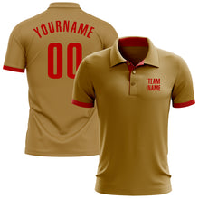 Load image into Gallery viewer, Custom Old Gold Red Performance Golf Polo Shirt
