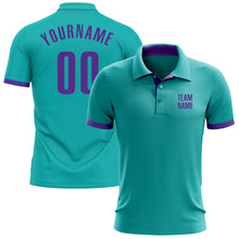 Load image into Gallery viewer, Custom Aqua Purple Performance Golf Polo Shirt
