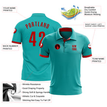 Load image into Gallery viewer, Custom Aqua Red Performance Golf Polo Shirt
