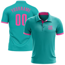 Load image into Gallery viewer, Custom Aqua Pink Performance Golf Polo Shirt
