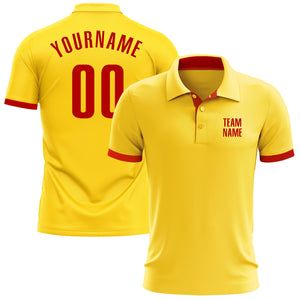 Custom Yellow Red Performance Golf Polo Shirt