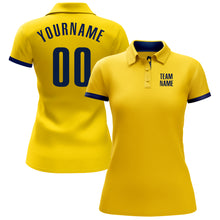 Load image into Gallery viewer, Custom Yellow Navy Performance Golf Polo Shirt
