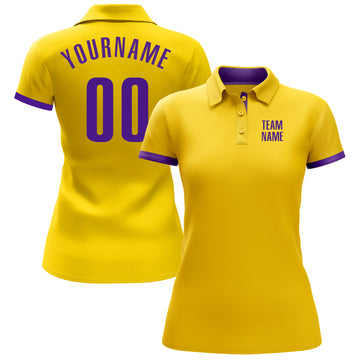 Custom Yellow Purple Performance Golf Polo Shirt