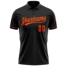 Load image into Gallery viewer, Custom Black Orange Performance Vapor Golf Polo Shirt
