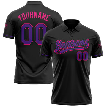 Custom Black Purple-Hot Pink Performance Vapor Golf Polo Shirt