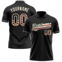 Load image into Gallery viewer, Custom Black Vintage USA Flag-Cream Performance Vapor Golf Polo Shirt
