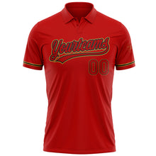Load image into Gallery viewer, Custom Red Red Black-Old Gold Performance Vapor Golf Polo Shirt
