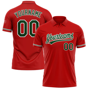 Custom Red Green-White Performance Vapor Golf Polo Shirt